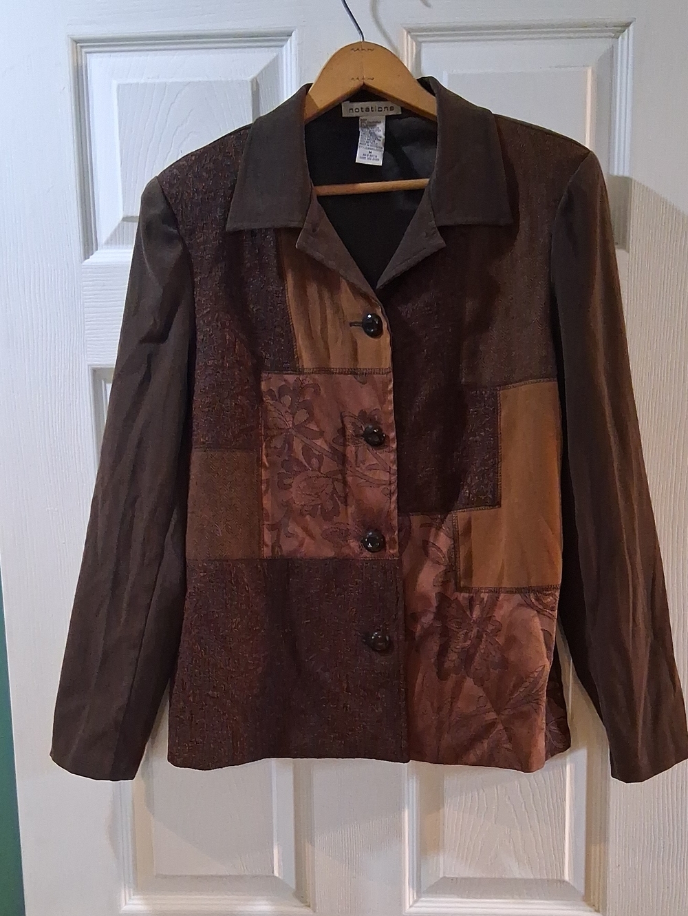 Notations Brown Multi-Tone Patchwork Blazer